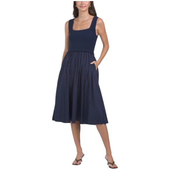 LUXELY Sleeveless Mixed Media Popover Dress - Picture 1 of 2